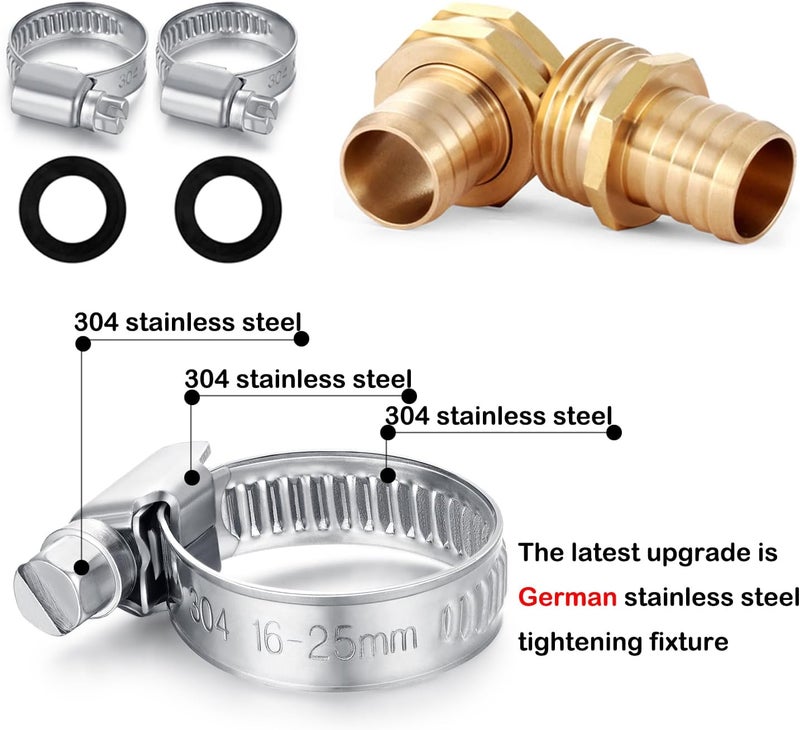 SIGURANTA Garden Hose Repair Connector with Clamps Hose End Repair Kit,3/4" Barb Garden Hose Fittings Male and Female brass garden hose ends (3/4"Barb-2 Set) - Image 3
